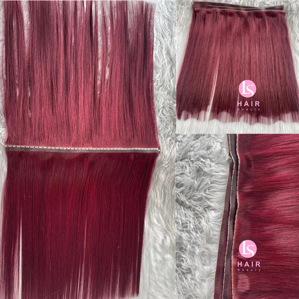 Twin tab hair extension xo wefts one side pu and one side injected 