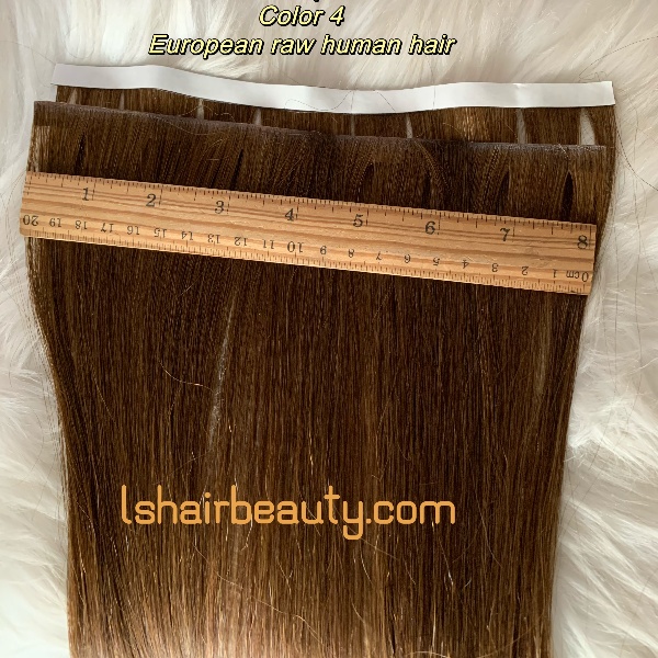 Stock long wide invisible tape weft hair extensions Top quality European Raw human hair 