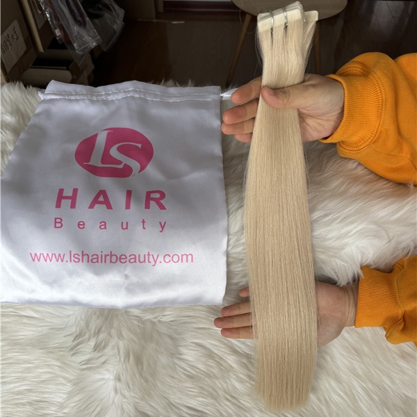 Top quality one donor raw human hair invisible tape ins #613 color 