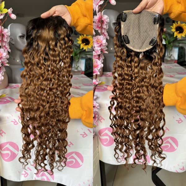 High Quality dark roots ombre color curly virgin Human Hair Toppers for Thinning Hair Hair Toppers for Women