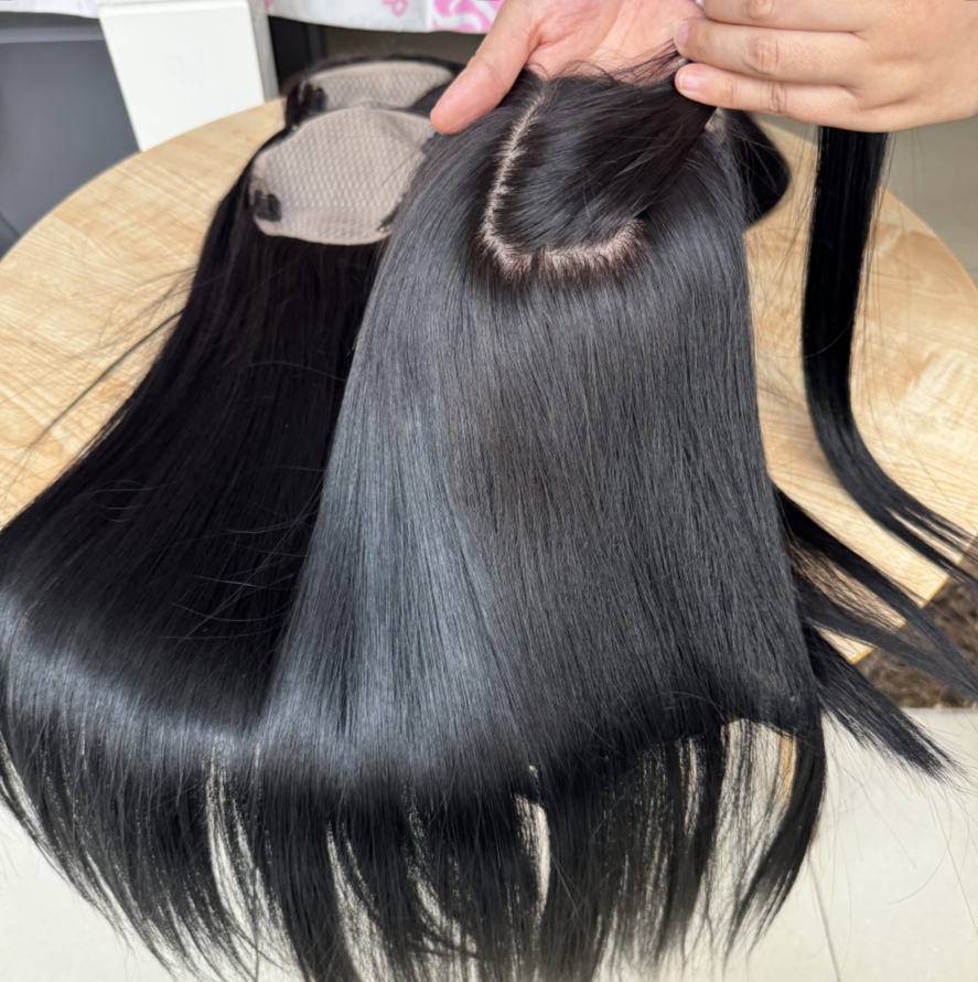 Jet Black #1 12x12cm Silk Base Virgin Remy Human Hair Topper For Hair Loss 