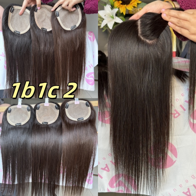 Human Hair Hand Tied Silk Base Topper Top Hair Piece Black Brown Color Virgin Remy Human Hair Topper