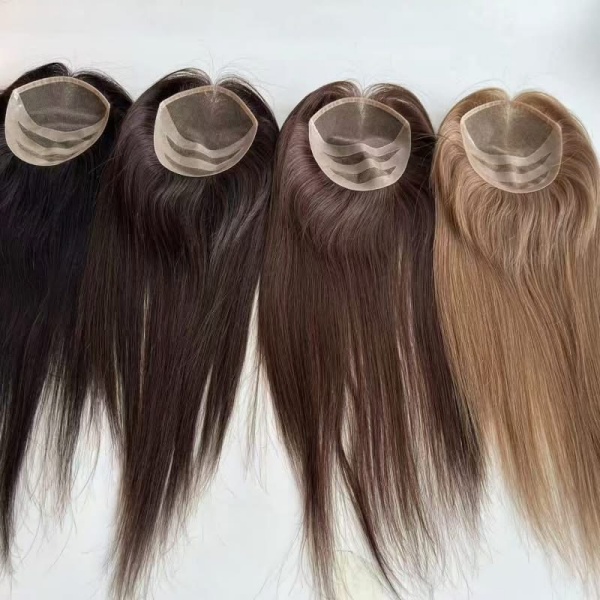 16" 5.5x6" Transparent Lace Real European Human Hair Toppers For Hair Loss, Women Thining Hair Help