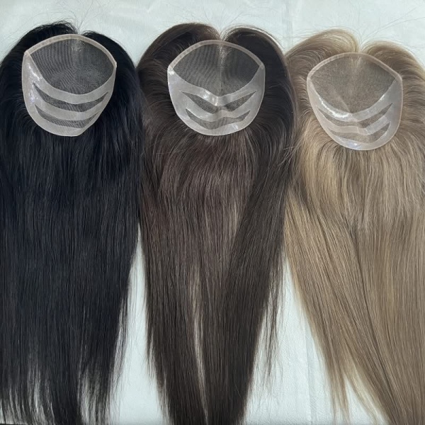 16" 5.5x6" Transparent Lace Real European Human Hair Toppers For Hair Loss, Women Thining Hair Help