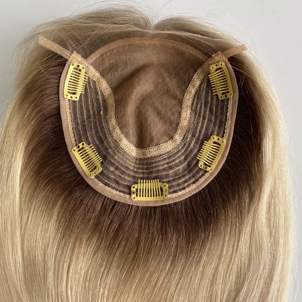 Silk Top Topper with HD Lace Front and Back Weft Raw Human Hair Clips in Hair Topper for Women Human Hair
