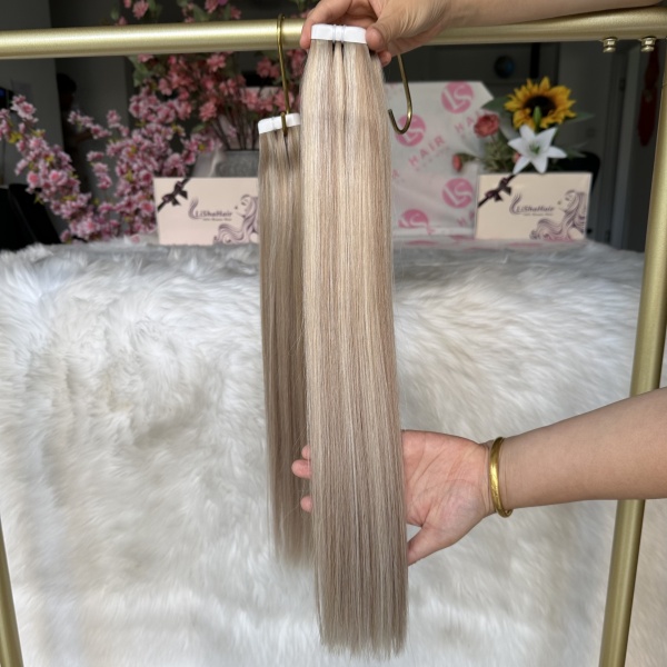Long tape weft hair extension popular color highlights colored European raw human hair 