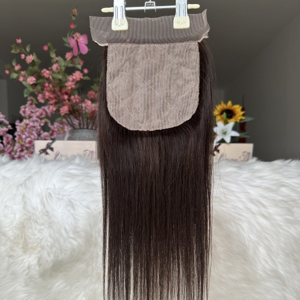 Transparent 5*5 Real Human Hair Silk Base Lace Closure Dark Brown Color Remy Hair Ready to Ship 
