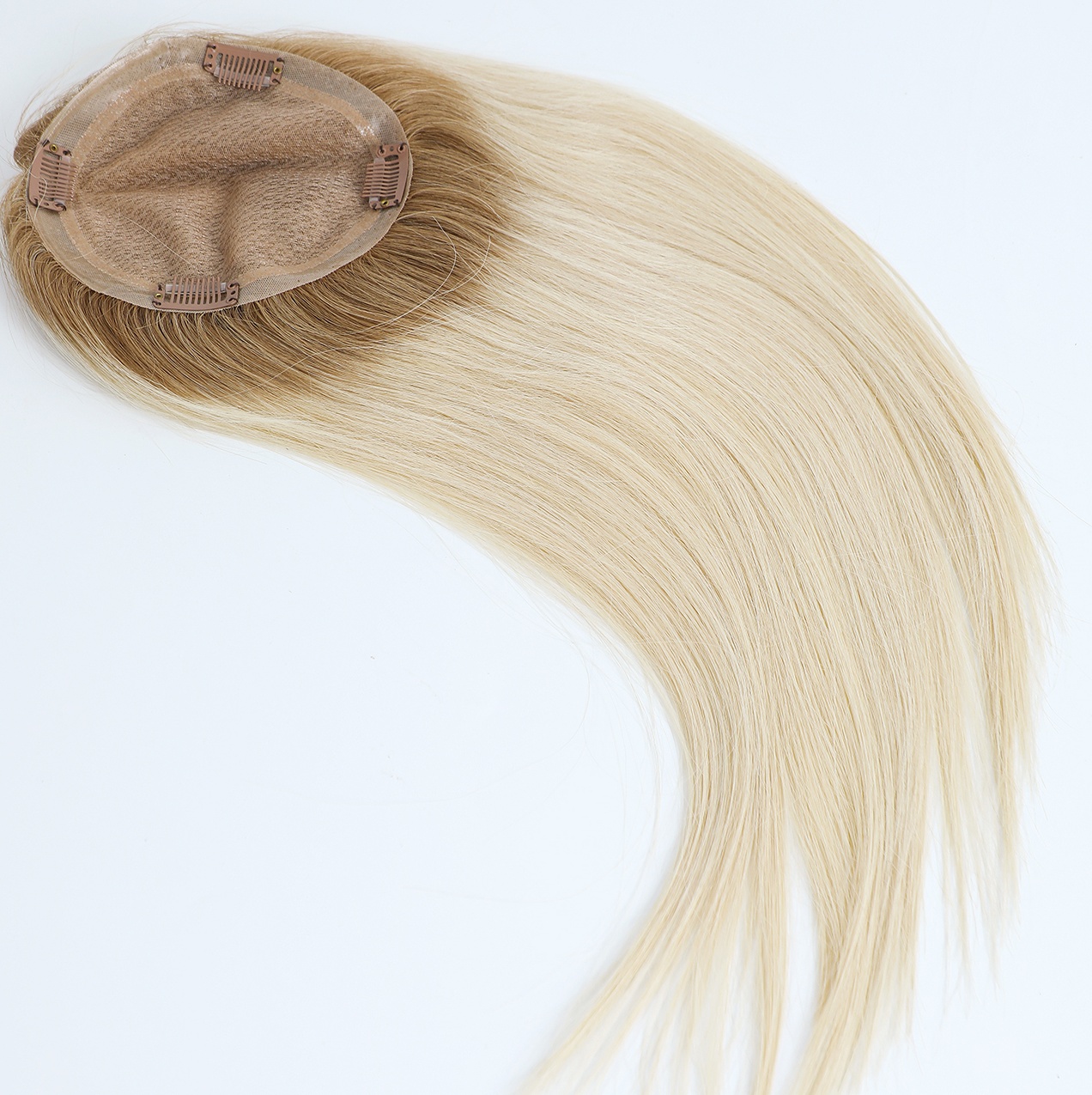 16inch 6x6 Silk Base Topper Natural Raw European Human Hair Brown color Roots for Women Hair Loss Jewish Topper Raw Hair