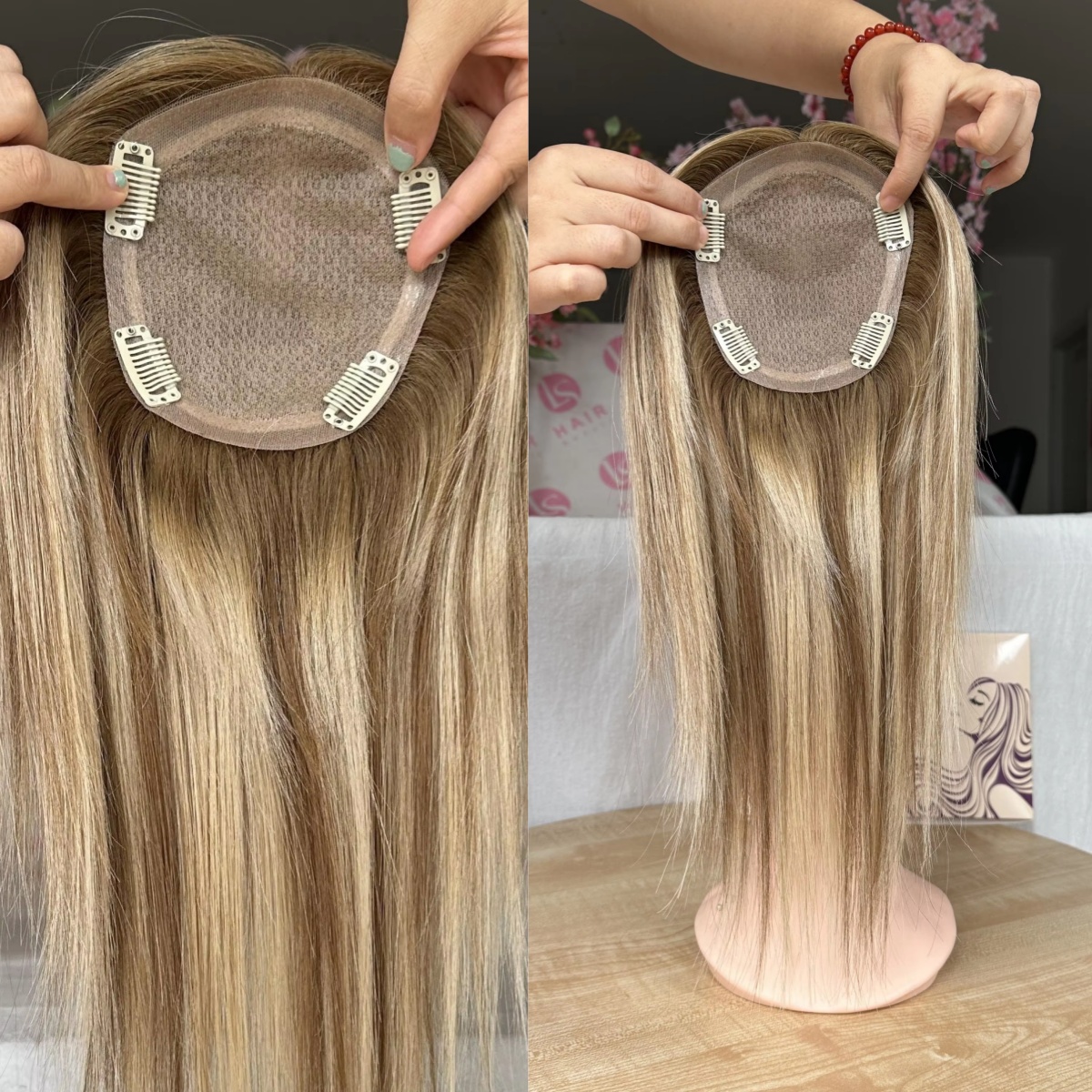 12x14cm Silk Base Topper Raw Human Hair Color RA 12inch Cuticle 100% Human Hair Topper for Women Hair Toupees