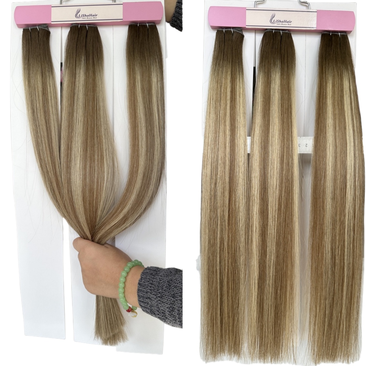 High Quality Russian for Genius Weft Hair Extensions Balayage Color Raw Human Seamless Invisible Hand Tied Weft Extensions