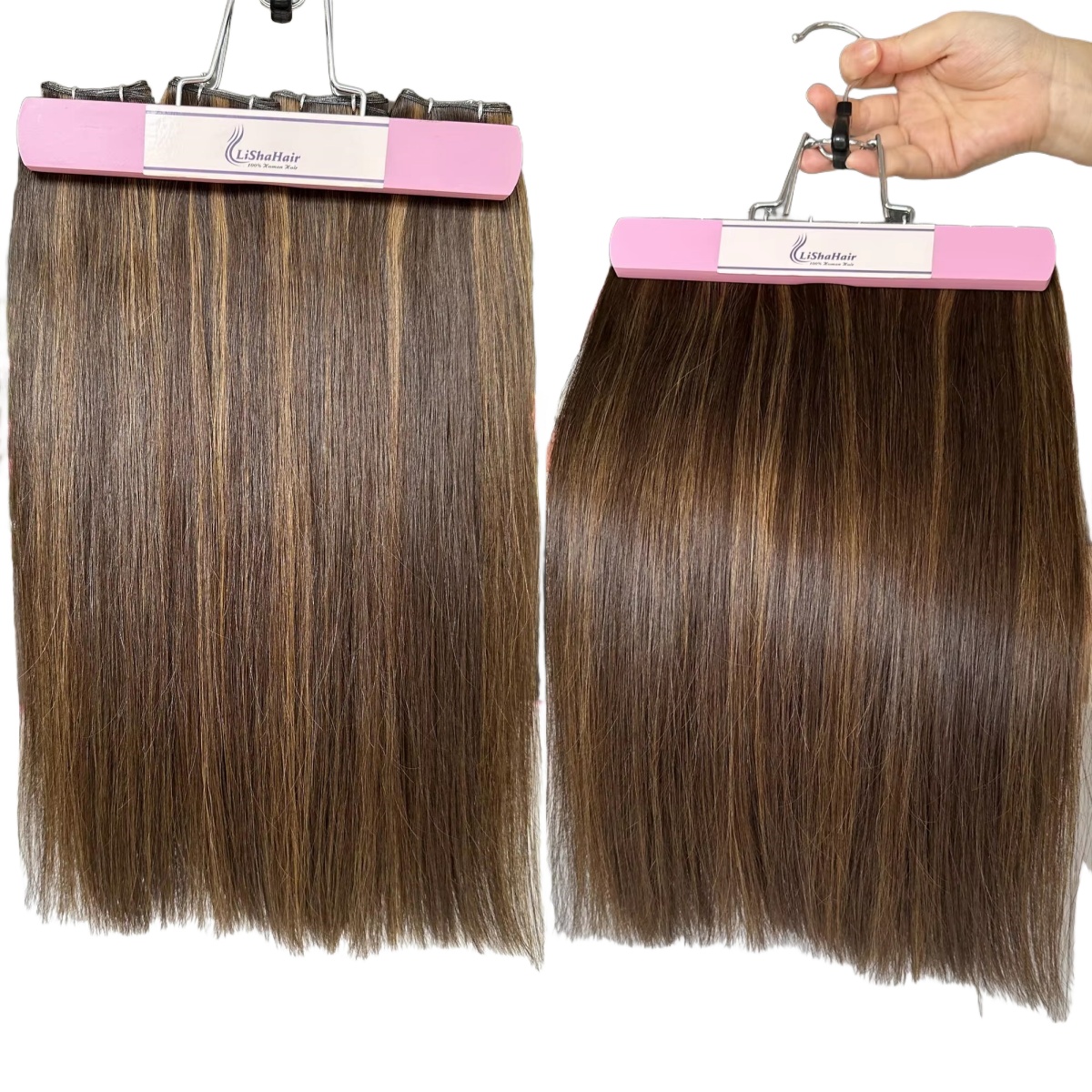 Genius Weft Hair European Raw Human Hair 100gram Highlights Top Quality Russian Invisible Genius Weft Extensions