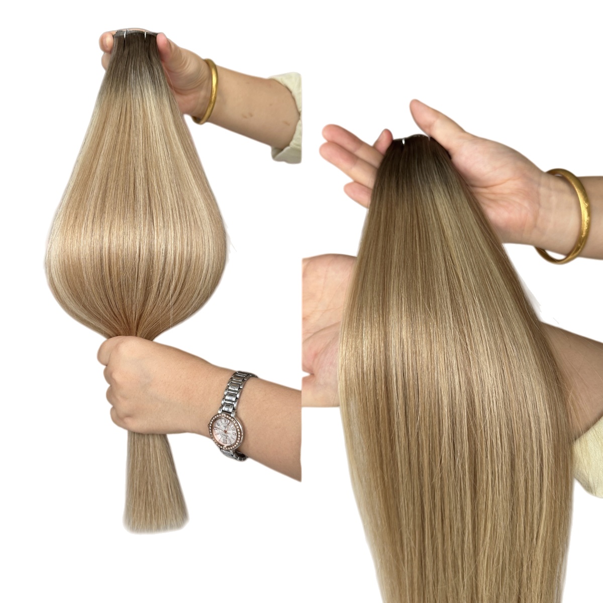Russian Raw 12A Grade Piano Balayage Virgin European Hair Seamless Invisible Injection Skin for Genius Weft Hair Extension