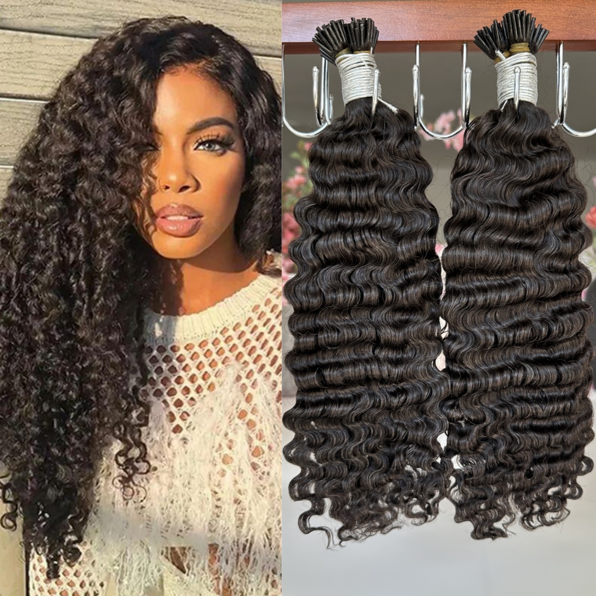 Burmese Curly Raw Vietnamese Hair I Tip Human Hair Extensions Full Cuticle Aligned Keratin Tip Hair Extension Curly