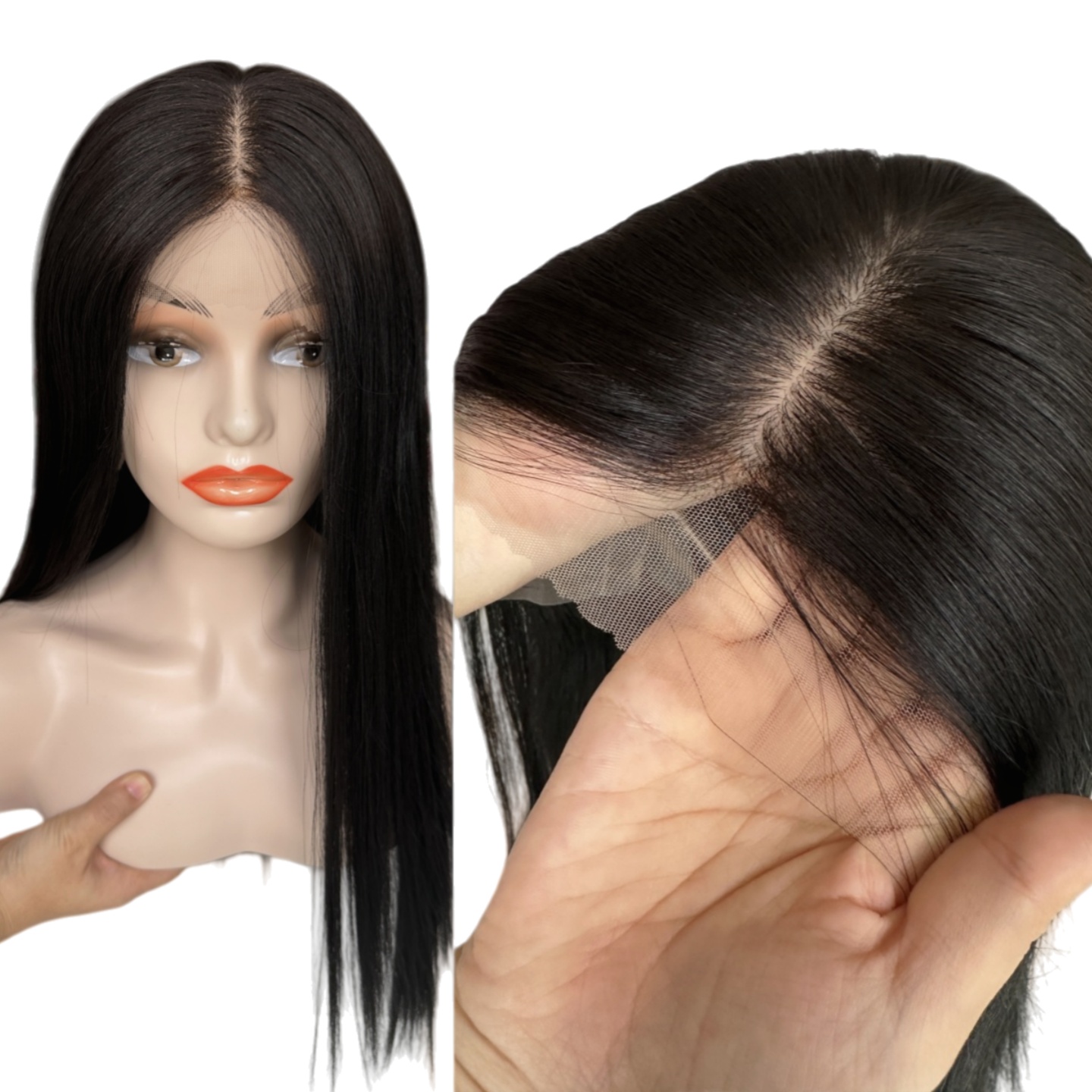 Human Hair Silk Top Wig Front Lace Hair Wigs Straight Natural Black Virgin Glueless Silk Base lace front Wigs