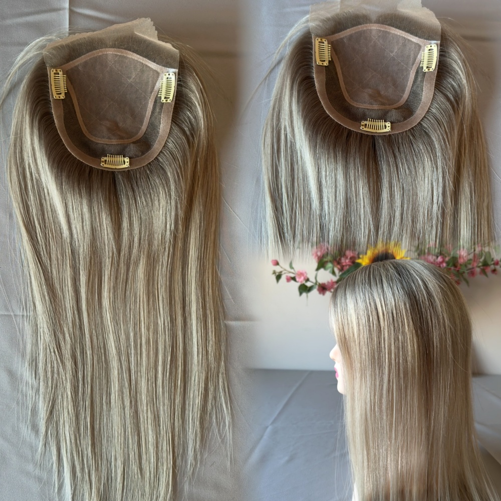 New base silk topper base size 5.5x6inch T Ash Blonde Color 