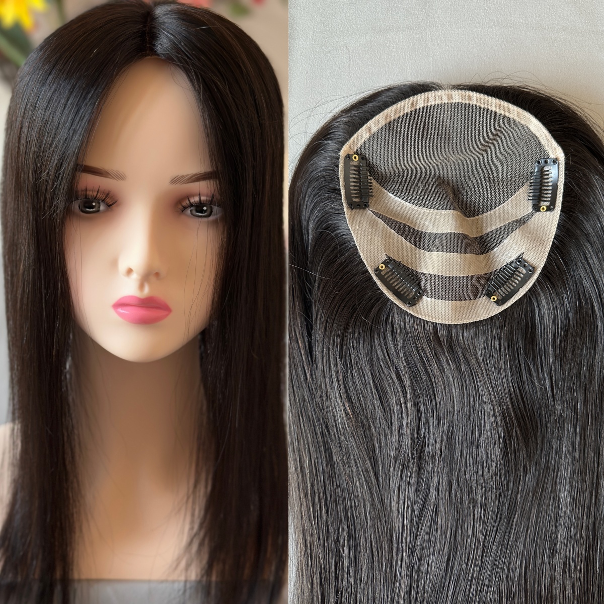 High Quality Lace Base Toppers Raw Human Hair Manufacturer Factory in Stock Hair Topper for Women