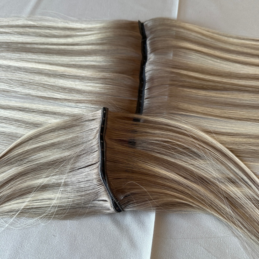 Double Drawn Raw Russian Human Hair Butterfly Genius Weft with Hole in the Middle XO Weft Extensions