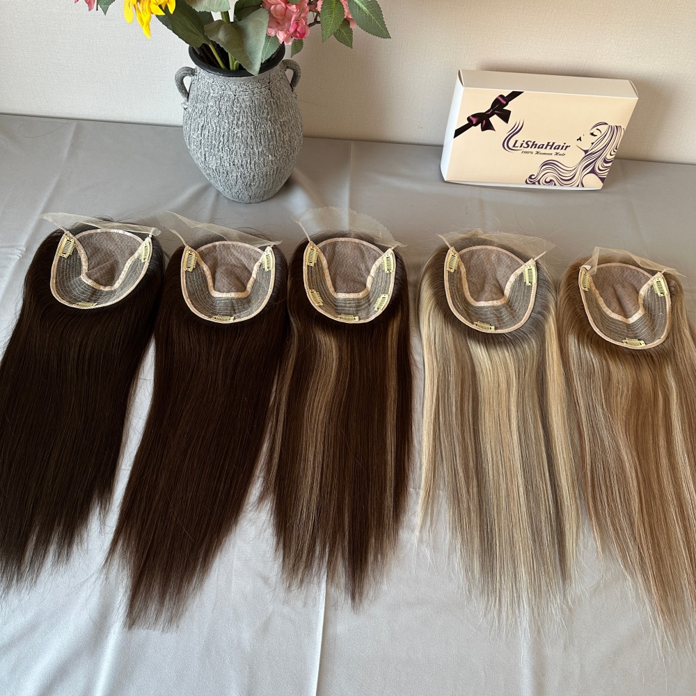 Women's Silk Base Topper Invisible Lace Topper European Human Hair Topper for women loss 