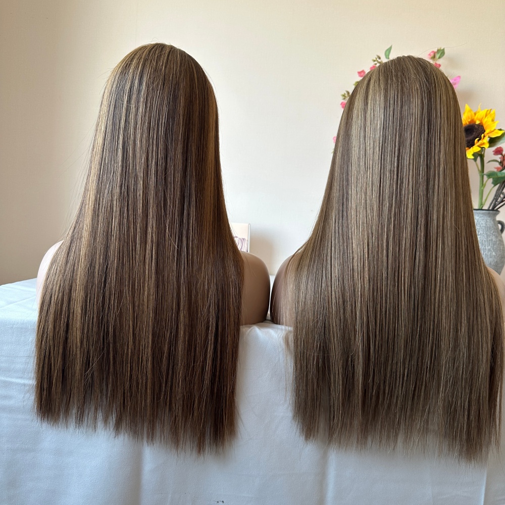 Ready to Ship Brown Highlights Color 100% Human Hair 9x5 Lace Front Wig 180% Density 18 to 24 Inch