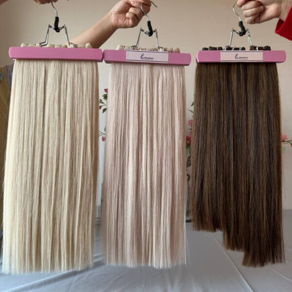 In stock European raw human hair genius weft extensions 