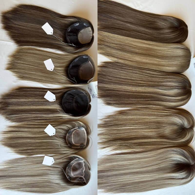 Double-Drawn 100% Virgin Russian Human Hair Topper for Women Mild to Moderate Hair Loss & Thinning Crown